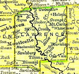 Map of Lawrence County, Mississippi